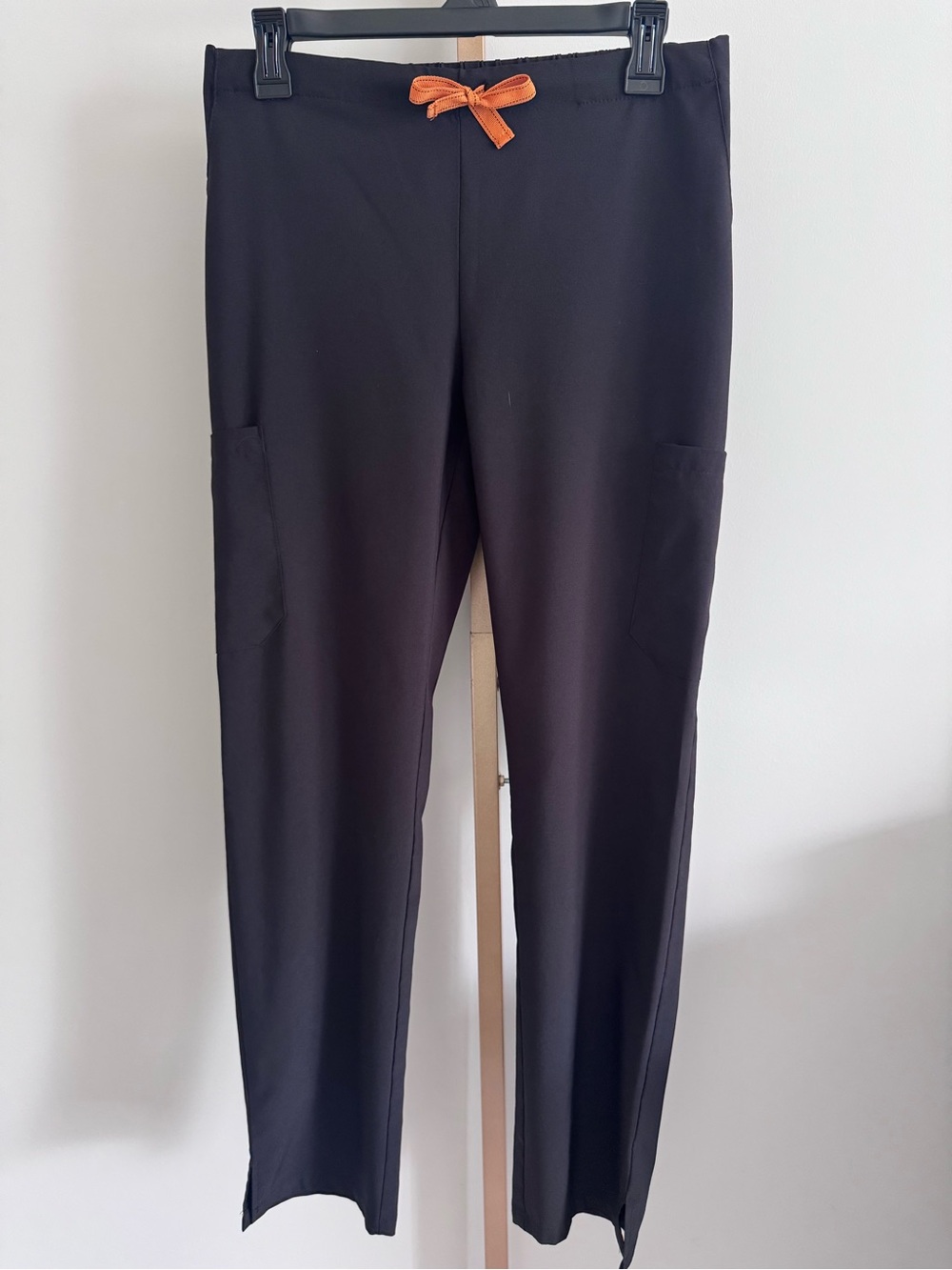 Women’s Black Scrubs with Orange Drawstring